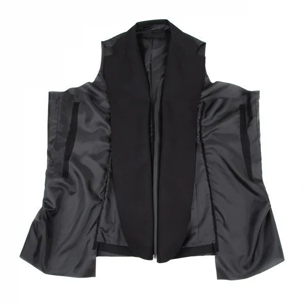 コムデギャルソンCOMME des GARCONS　異素材切替ワイドインサイドアウトボタンレスベスト 黒M K-105486_002