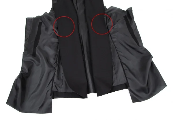 コムデギャルソンCOMME des GARCONS　異素材切替ワイドインサイドアウトボタンレスベスト 黒M K-105486_005