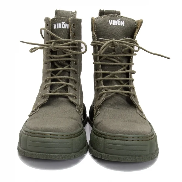 ヴィロンVIRON アップサイクルハイカットスニーカー カーキ36(23位