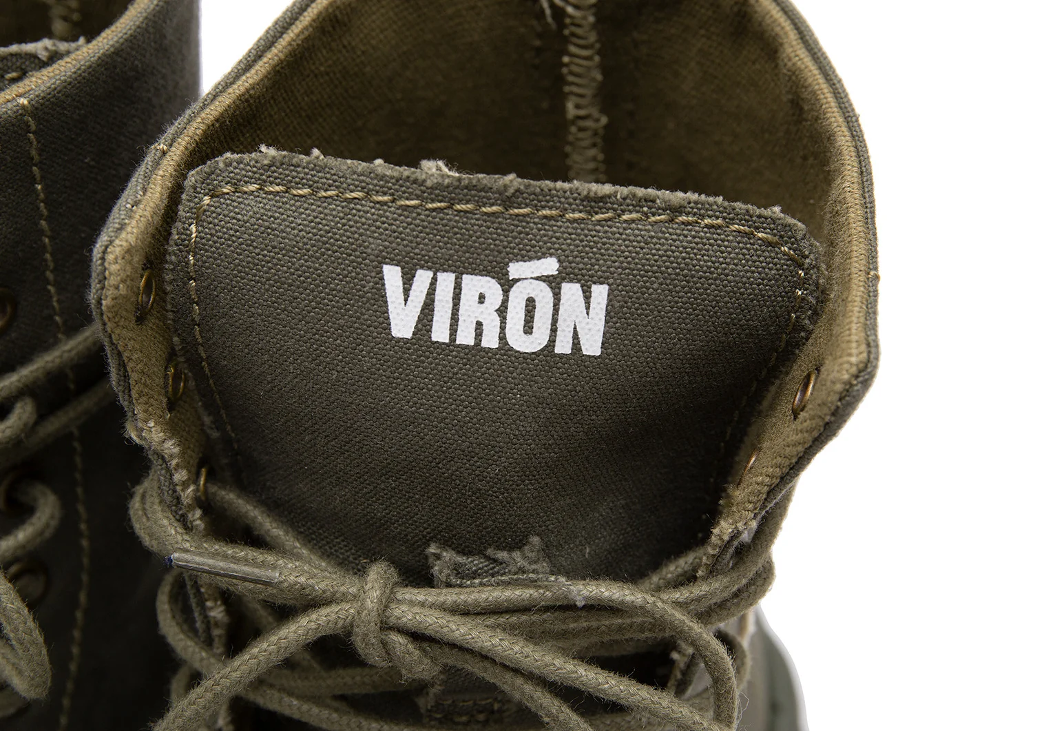 ヴィロンVIRON アップサイクルハイカットスニーカー カーキ36(23