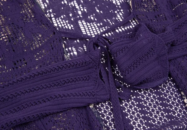 ジャンポールゴルチエ マイユファムJean Paul GAULTIER MAILLE FEMME グラフィックプリント切替レースニットカーディガン 紫M K-105513_006