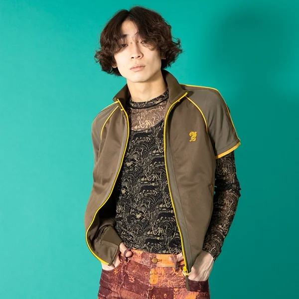 ジャンポールゴルチエ オムJean Paul GAULTIER HOMME ジャングルプリントパワーネットカットソー 黒ベージュ48 K-105523_013