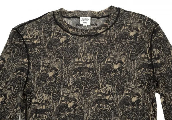ジャンポールゴルチエ オムJean Paul GAULTIER HOMME ジャングルプリントパワーネットカットソー 黒ベージュ48 K-105523_002