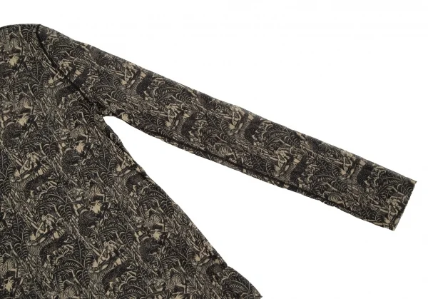 ジャンポールゴルチエ オムJean Paul GAULTIER HOMME ジャングルプリントパワーネットカットソー 黒ベージュ48 K-105523_004
