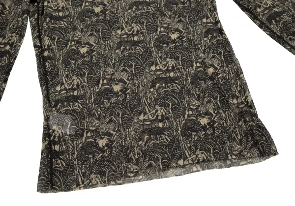 ジャンポールゴルチエ オムJean Paul GAULTIER HOMME ジャングルプリントパワーネットカットソー 黒ベージュ48 K-105523_006