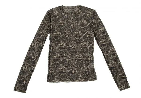 ジャンポールゴルチエ オムJean Paul GAULTIER HOMME ジャングルプリントパワーネットカットソー 黒ベージュ48 K-105523_008