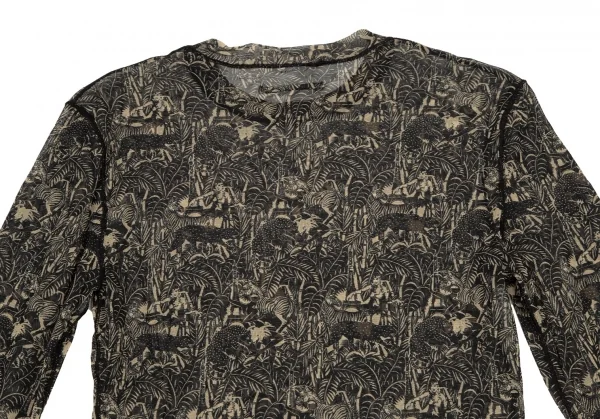 ジャンポールゴルチエ オムJean Paul GAULTIER HOMME ジャングルプリントパワーネットカットソー 黒ベージュ48 K-105523_009