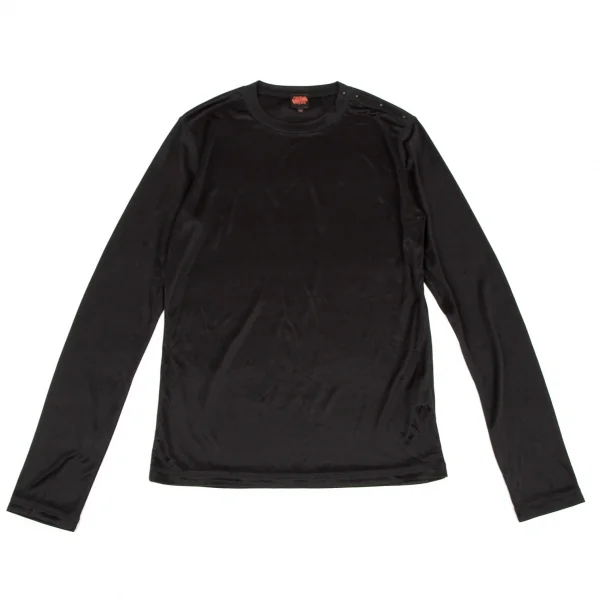 Jean-Paul GAULTIER Shoulder Button Stretch Long Sleeve T Shirt Black 48 K-105524_001