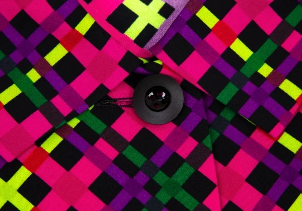 イヴサンローランYves Saint Laurent ポリバイアスチェック5分袖シャツ マルチM K-105537_004