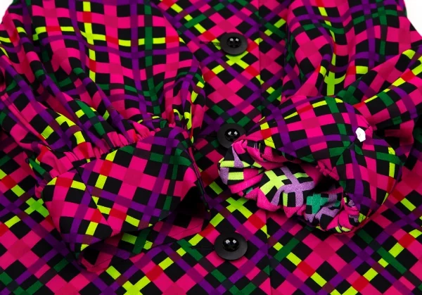 イヴサンローランYves Saint Laurent ポリバイアスチェック5分袖シャツ マルチM K-105537_006