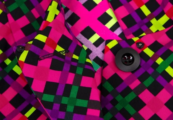 イヴサンローランYves Saint Laurent ポリバイアスチェック5分袖シャツ マルチM K-105537_008