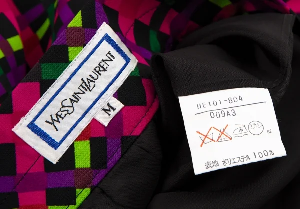 イヴサンローランYves Saint Laurent ポリバイアスチェック台形スカート マルチM K-105538_013