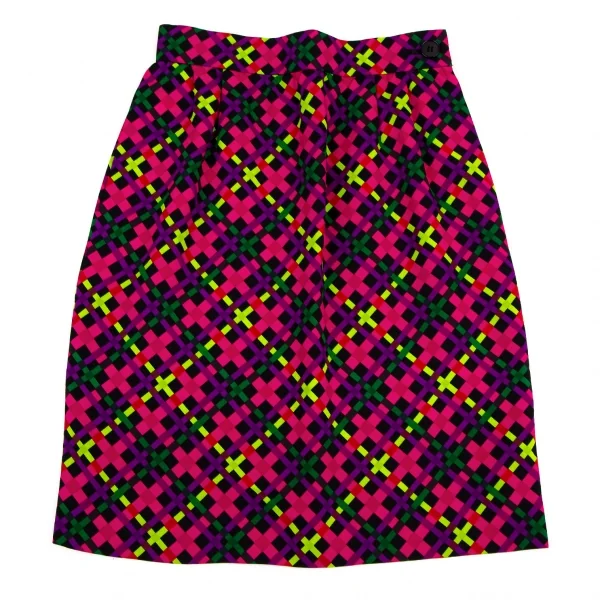 イヴサンローランYves Saint Laurent ポリバイアスチェック台形スカート マルチM K-105538_002