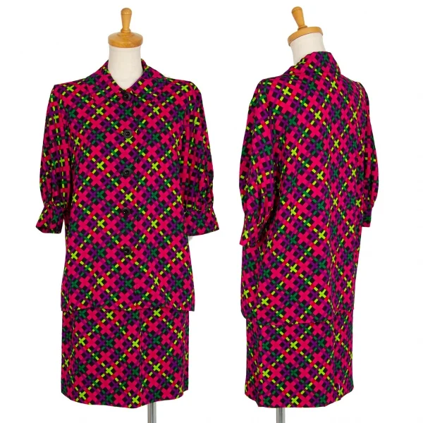 イヴサンローランYves Saint Laurent ポリバイアスチェックセットアップ マルチM K-105539_001