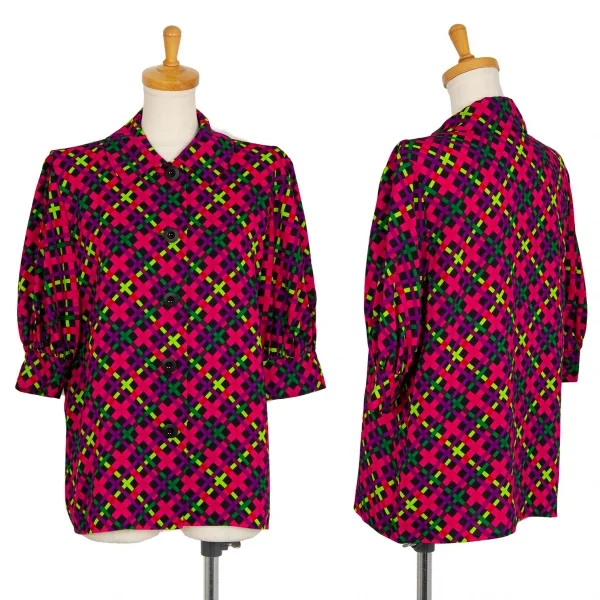 イヴサンローランYves Saint Laurent ポリバイアスチェックセットアップ マルチM K-105539_002