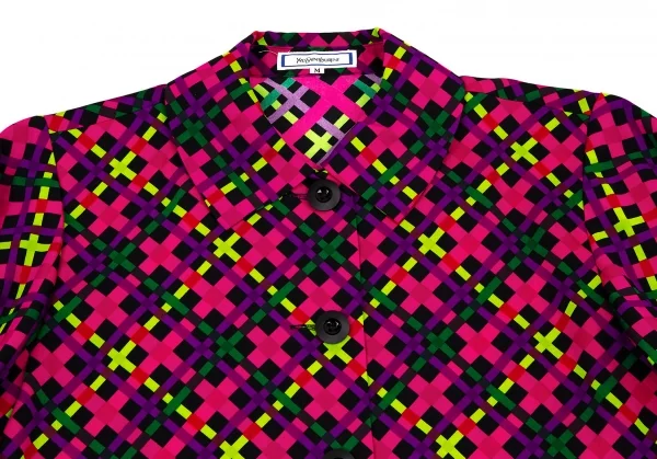 イヴサンローランYves Saint Laurent ポリバイアスチェックセットアップ マルチM K-105539_004