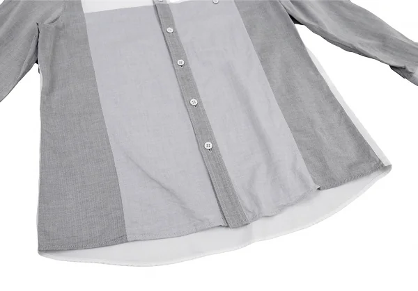 ISSEY MIYAKE Herringbone Switching Cotton Long Sleeve Shirt K-105558_011