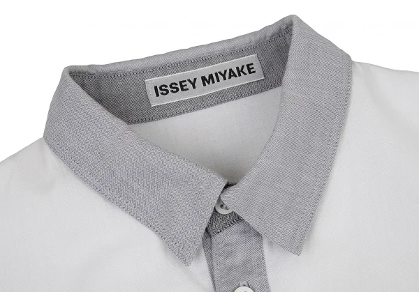 ISSEY MIYAKE Herringbone Switching Cotton Long Sleeve Shirt K-105558_004