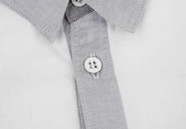 ISSEY MIYAKE Herringbone Switching Cotton Long Sleeve Shirt K-105558_006