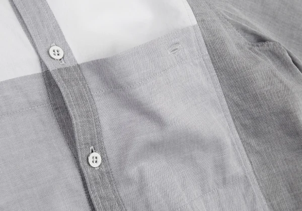 ISSEY MIYAKE Herringbone Switching Cotton Long Sleeve Shirt K-105558_007