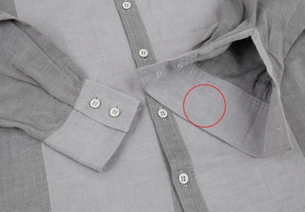 ISSEY MIYAKE Herringbone Switching Cotton Long Sleeve Shirt K-105558_009