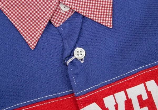 新品!コムデギャルソン オムCOMME des GARCONS HOMME スクールパッチ切替チェック長袖シャツ 赤他L K-105560_004