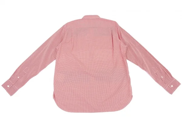 新品!コムデギャルソン オムCOMME des GARCONS HOMME スクールパッチ切替チェック長袖シャツ 赤他L K-105560_010
