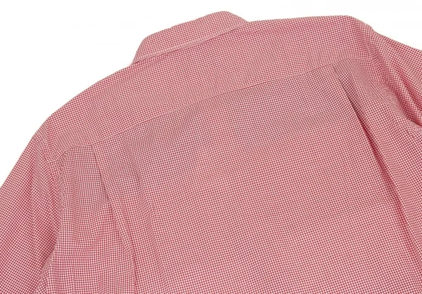 新品!コムデギャルソン オムCOMME des GARCONS HOMME スクールパッチ切替チェック長袖シャツ 赤他L K-105560_011