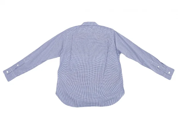 新品!コムデギャルソン オムCOMME des GARCONS HOMME スクールパッチ切替チェック長袖シャツ 青他XS K-105562_010