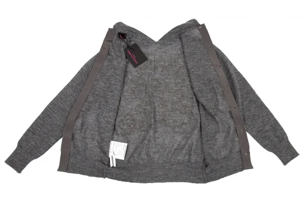 新品!トリコ コムデギャルソン トリコスペシャルtricot COMME des GARCONStricot Special バックボタンレース装飾アンゴラニット グレー白M K-105564_012