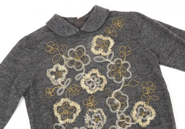 新品!トリコ コムデギャルソン トリコスペシャルtricot COMME des GARCONStricot Special バックボタンレース装飾アンゴラニット グレー白M K-105564_003