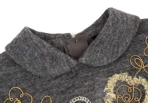 新品!トリコ コムデギャルソン トリコスペシャルtricot COMME des GARCONStricot Special バックボタンレース装飾アンゴラニット グレー白M K-105564_004