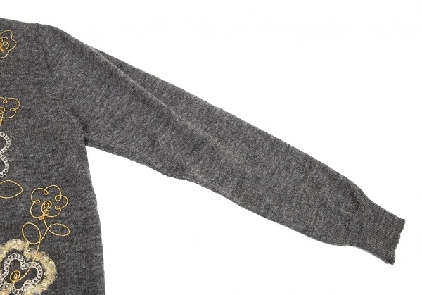 新品!トリコ コムデギャルソン トリコスペシャルtricot COMME des GARCONStricot Special バックボタンレース装飾アンゴラニット グレー白M K-105564_005