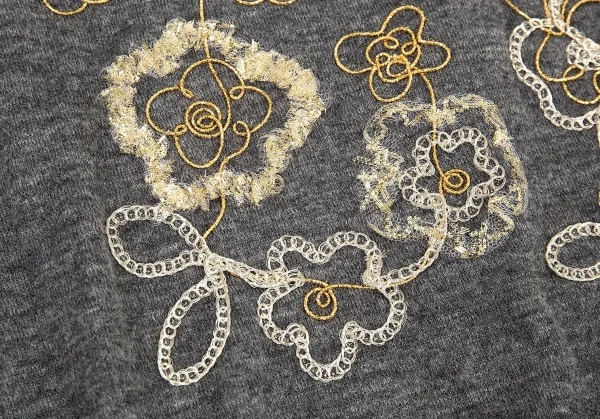 新品!トリコ コムデギャルソン トリコスペシャルtricot COMME des GARCONStricot Special バックボタンレース装飾アンゴラニット グレー白M K-105564_008