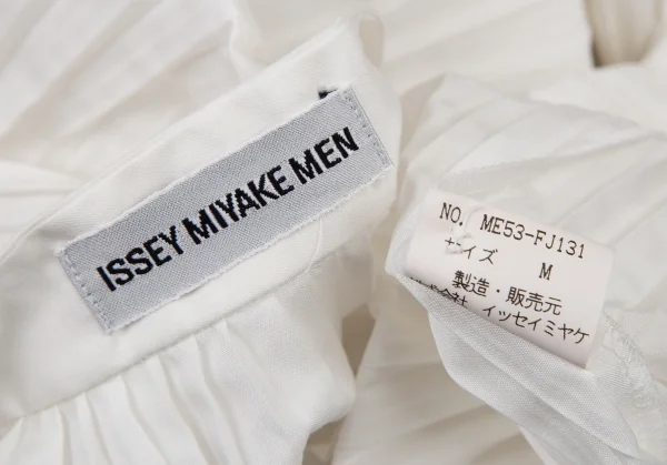 イッセイミヤケ メンISSEY MIYAKEMEN アコーディオンプリーツバンドカラーシャツ 白M K-105587_012