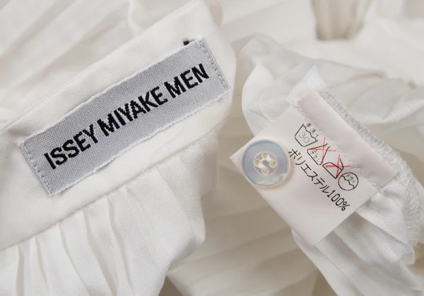 イッセイミヤケ メンISSEY MIYAKEMEN アコーディオンプリーツバンドカラーシャツ 白M K-105587_013