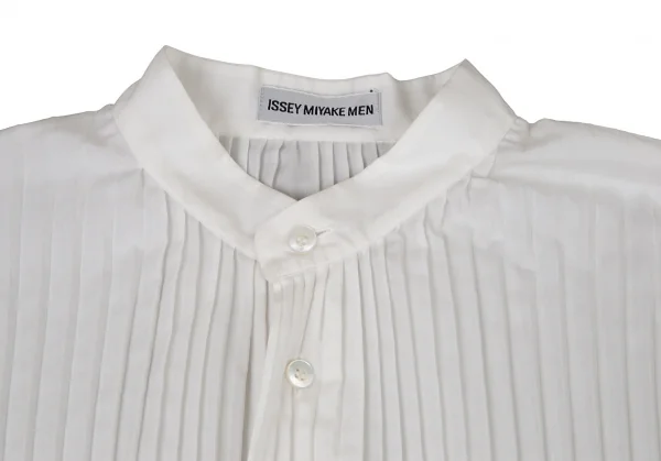 イッセイミヤケ メンISSEY MIYAKEMEN アコーディオンプリーツバンドカラーシャツ 白M K-105587_002