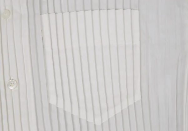 イッセイミヤケ メンISSEY MIYAKEMEN アコーディオンプリーツバンドカラーシャツ 白M K-105587_003