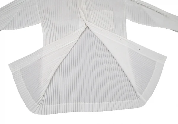 イッセイミヤケ メンISSEY MIYAKEMEN アコーディオンプリーツバンドカラーシャツ 白M K-105587_008