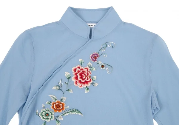 ヴィヴィアンタムVIVIENNETAM フラワー刺繍パワーネットチャイナブラウス 水色0 K-105597_003