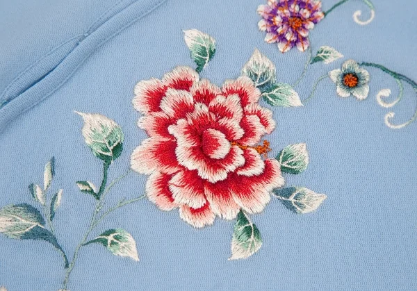 ヴィヴィアンタムVIVIENNETAM フラワー刺繍パワーネットチャイナブラウス 水色0 K-105597_005