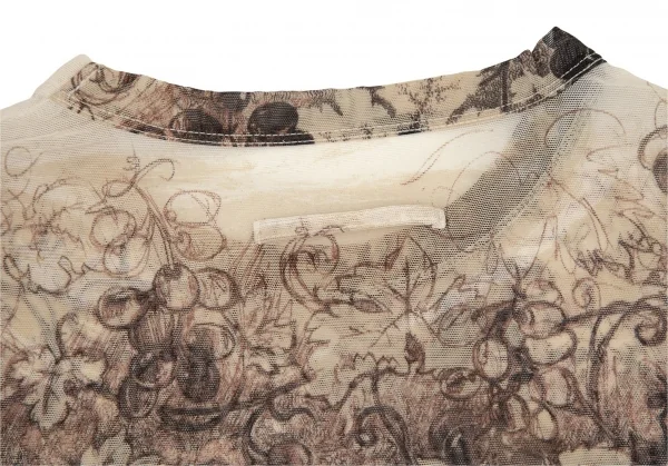 ジャンポールゴルチエJean Paul GAULTIER ボタニカルプリントパワーネットロングスリーブカットソー オフベージュ40 K-105602_010