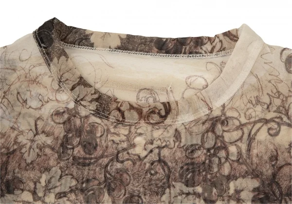 ジャンポールゴルチエJean Paul GAULTIER ボタニカルプリントパワーネットロングスリーブカットソー オフベージュ40 K-105602_003