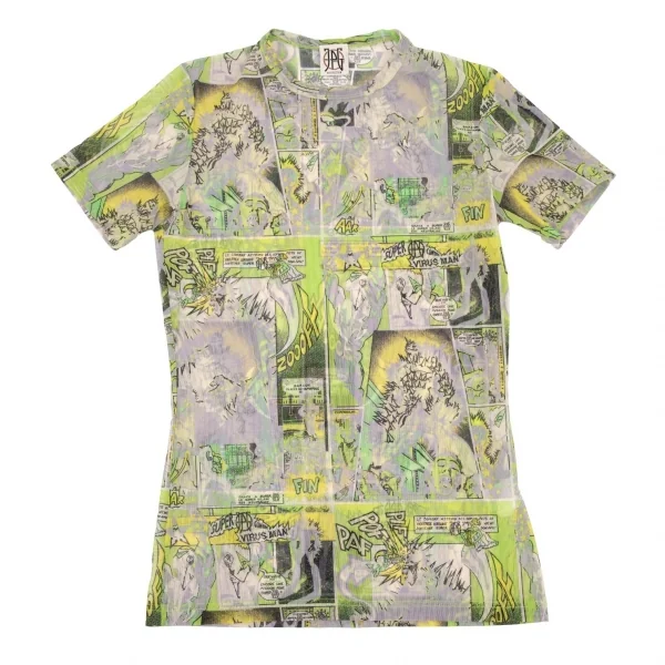 ジャンポールゴルチエJean Paul GAULTIER PARIS アメコミプリントパワーネットTシャツ オフ黄40 K-105604_002