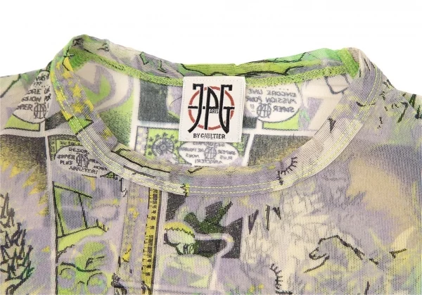 ジャンポールゴルチエJean Paul GAULTIER PARIS アメコミプリントパワーネットTシャツ オフ黄40 K-105604_003