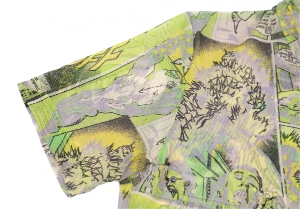 ジャンポールゴルチエJean Paul GAULTIER PARIS アメコミプリントパワーネットTシャツ オフ黄40 K-105604_005