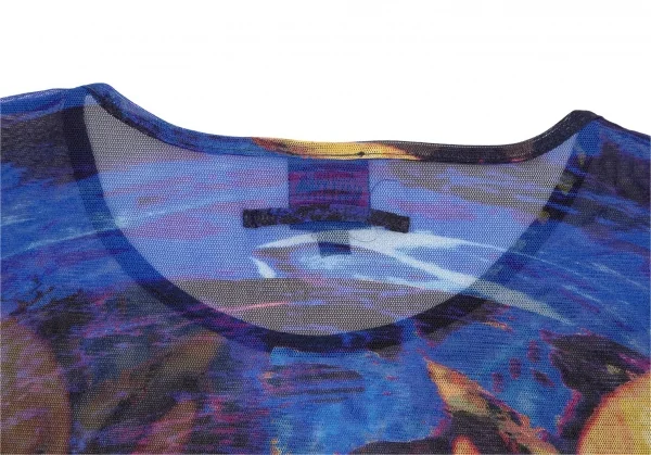 ジャンポールゴルチエJean Paul GAULTIER エンジェルプリントパワーネット半袖Tシャツ 青黄40 K-105609_010