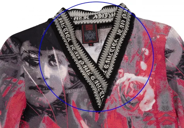 ジャンポールゴルチエ クラシックJean Paul GAULTIER CLASSIQUE グラフィックローズプリントカットソー グレー赤黒40 K-105618_003
