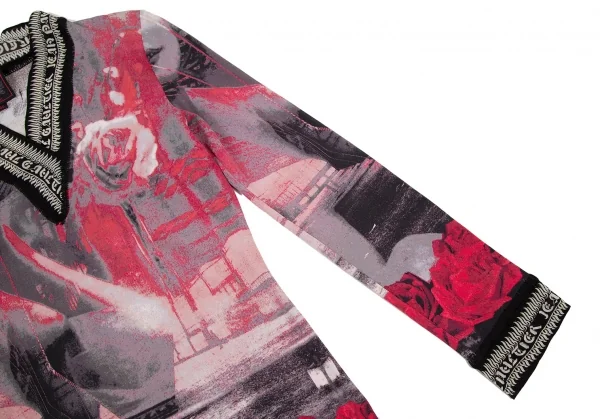 ジャンポールゴルチエ クラシックJean Paul GAULTIER CLASSIQUE グラフィックローズプリントカットソー グレー赤黒40 K-105618_007
