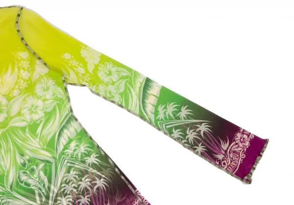 ジャンポールゴルチエ ファムJean Paul GAULTIER FEMME ハイビスカスプリントグラデーションパワーネットカットソー 黄緑紫40 K-105625_003